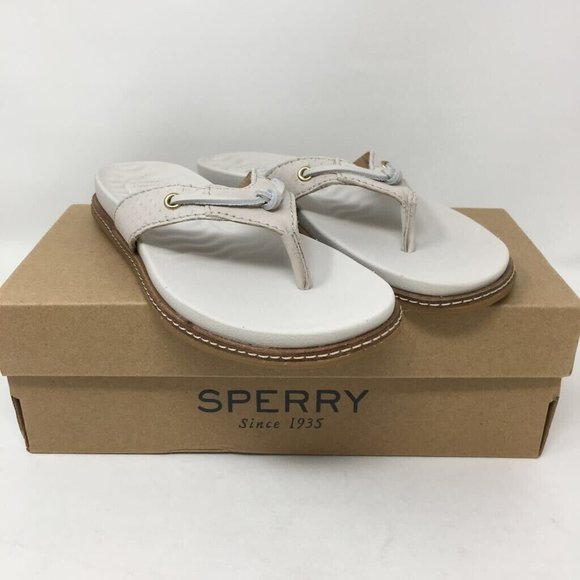 Sperry Shoes - Sperry Top-Sider Womens Waveside Plushwave Flip Flop Sandals Ivory 5.5 M New